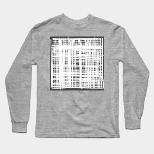 "Infinite Intersections" - White and Gray Grey Line Art Grid Art Lineart Abstract Lines Grid Pattern Artwork Long Sleeve T-Shirt